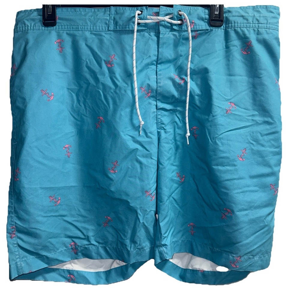 St. John's Bay XXL Blue Pink Flamingo Swim Shorts Men's Elastic Waist Lined